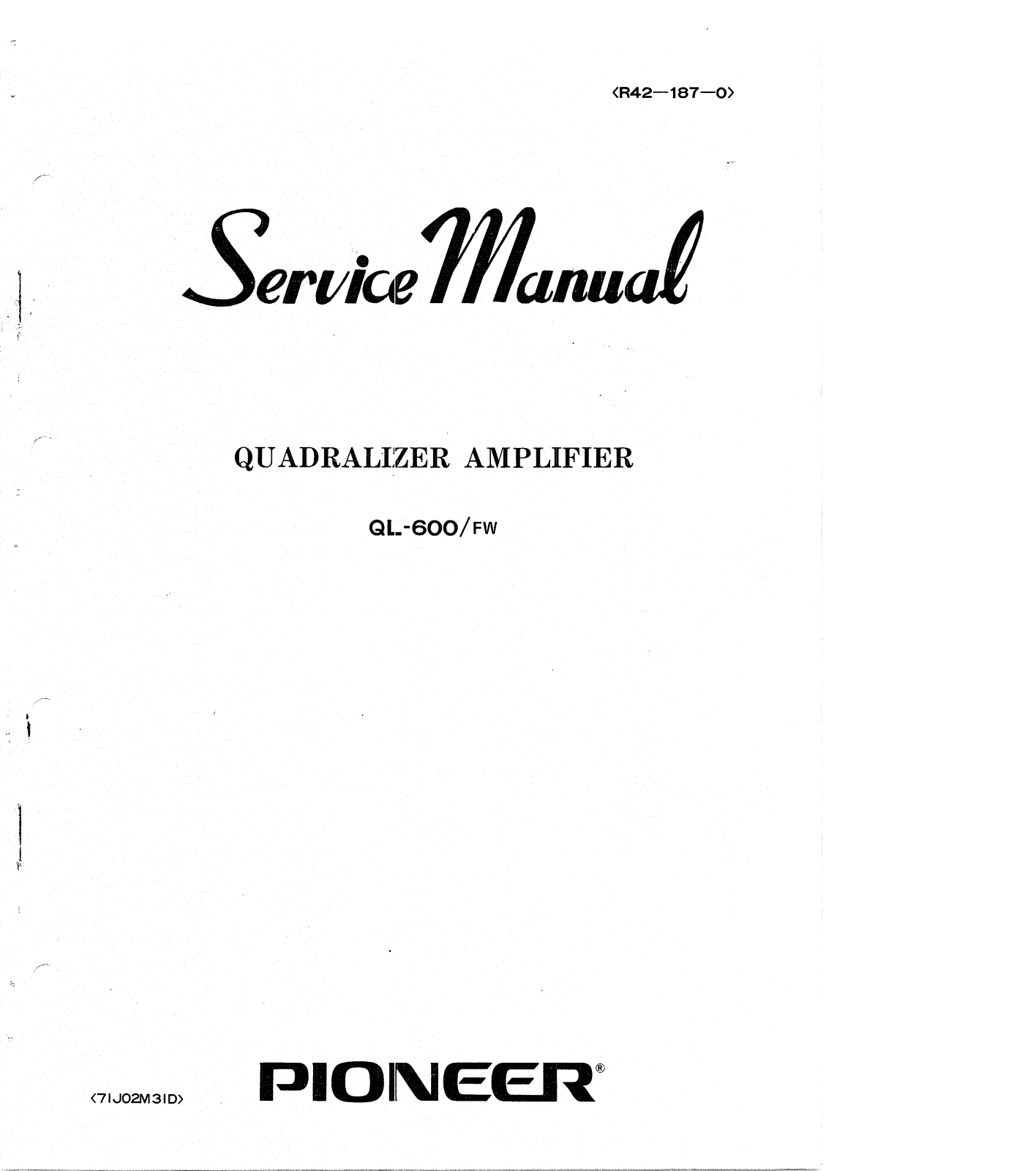 Pioneer QL-600 Service manual