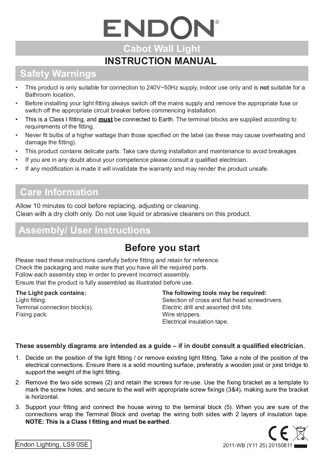 Endon Lighting 2011-WB User Manual