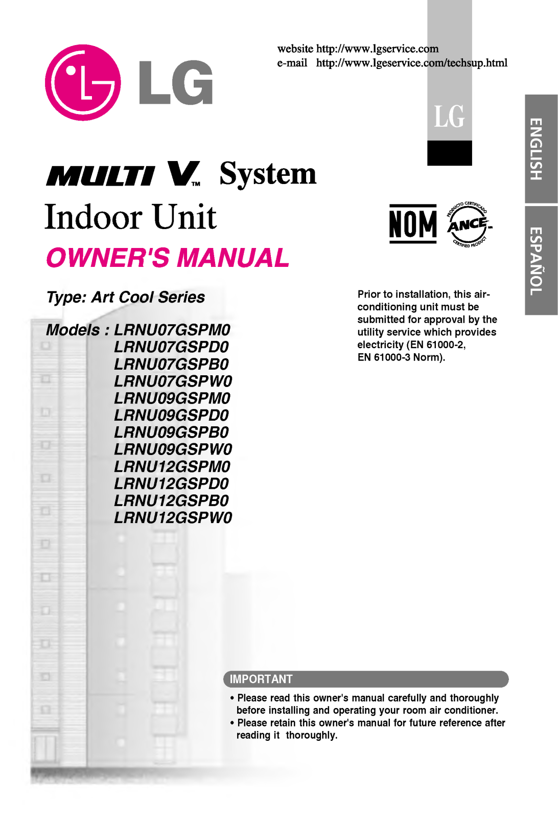 LG LRNU12GSPM0 User Manual