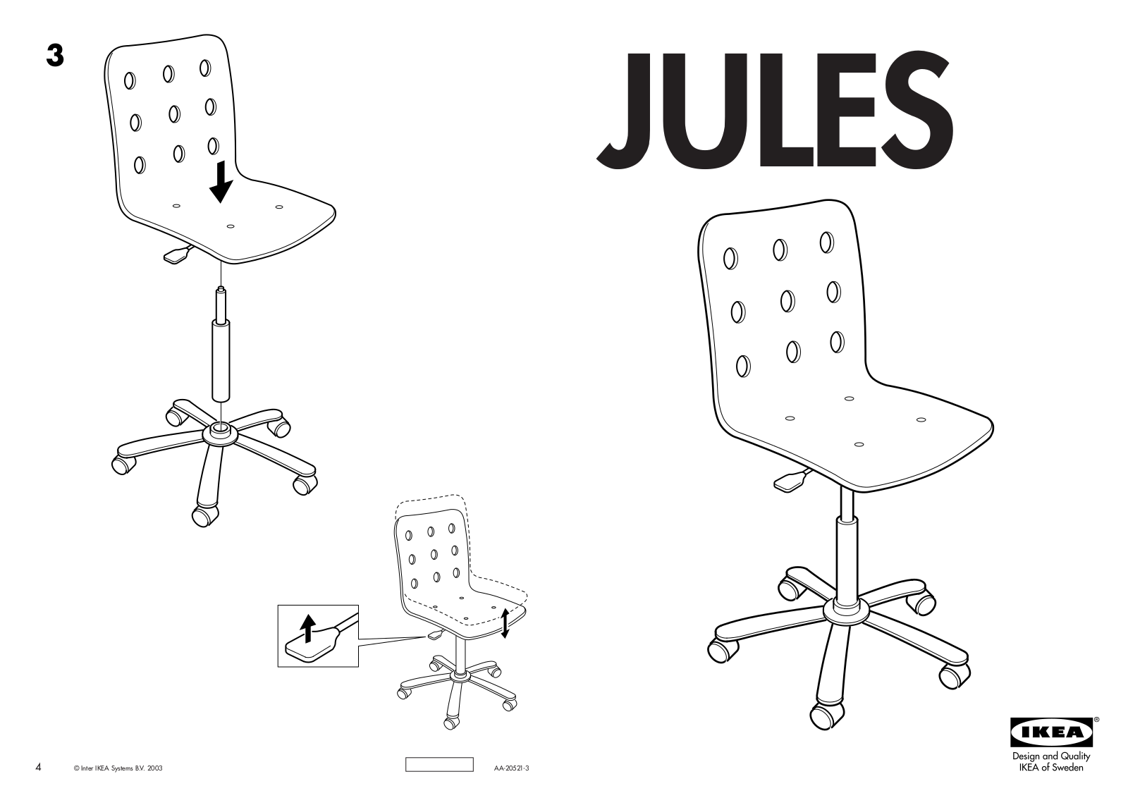 IKEA JULES CHAIR FRAME SWIVEL Assembly Instruction