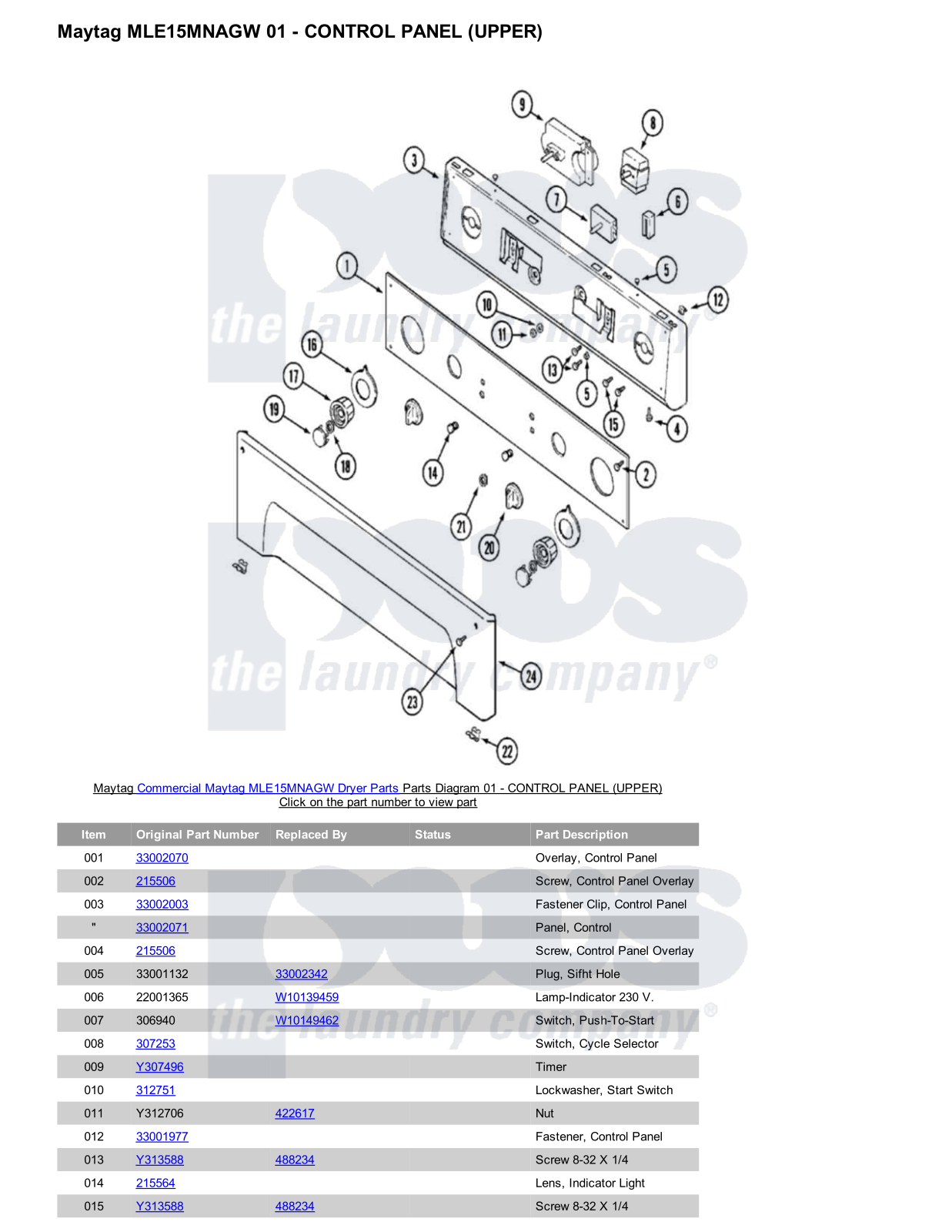 Maytag MLE15MNAGW Parts Diagram