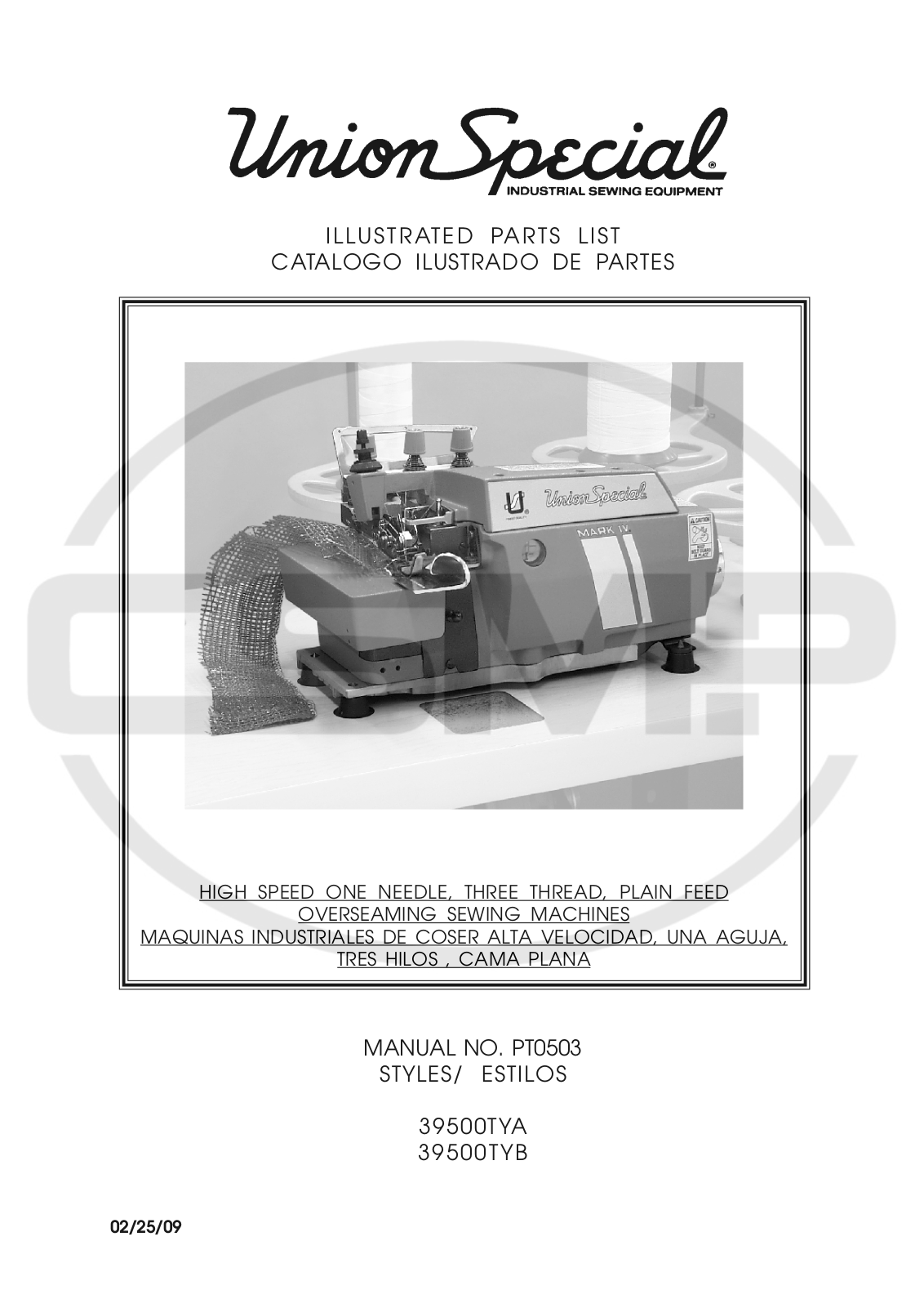 Union Special PT0503 Parts Book