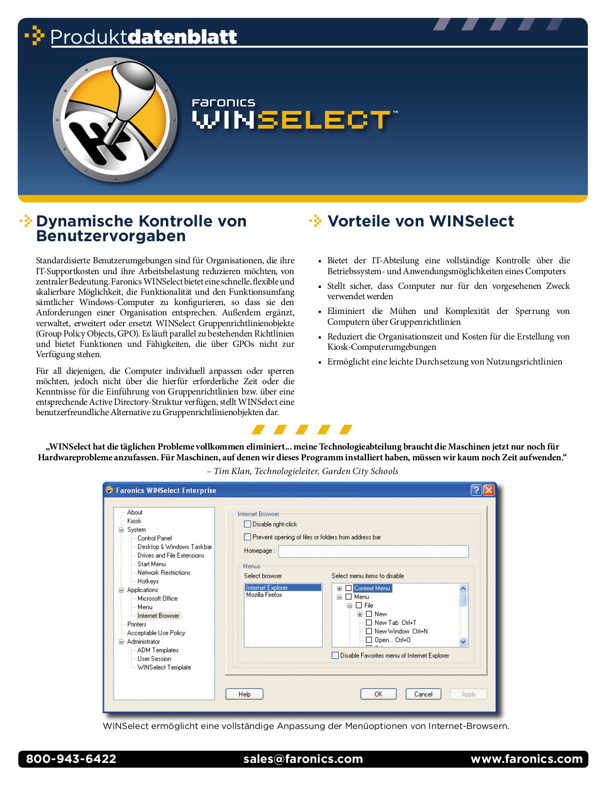 Faronics WIN SELECT DATASHEET