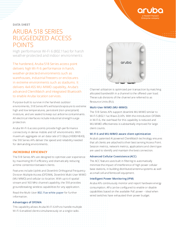 Aruba AP-518 data sheet