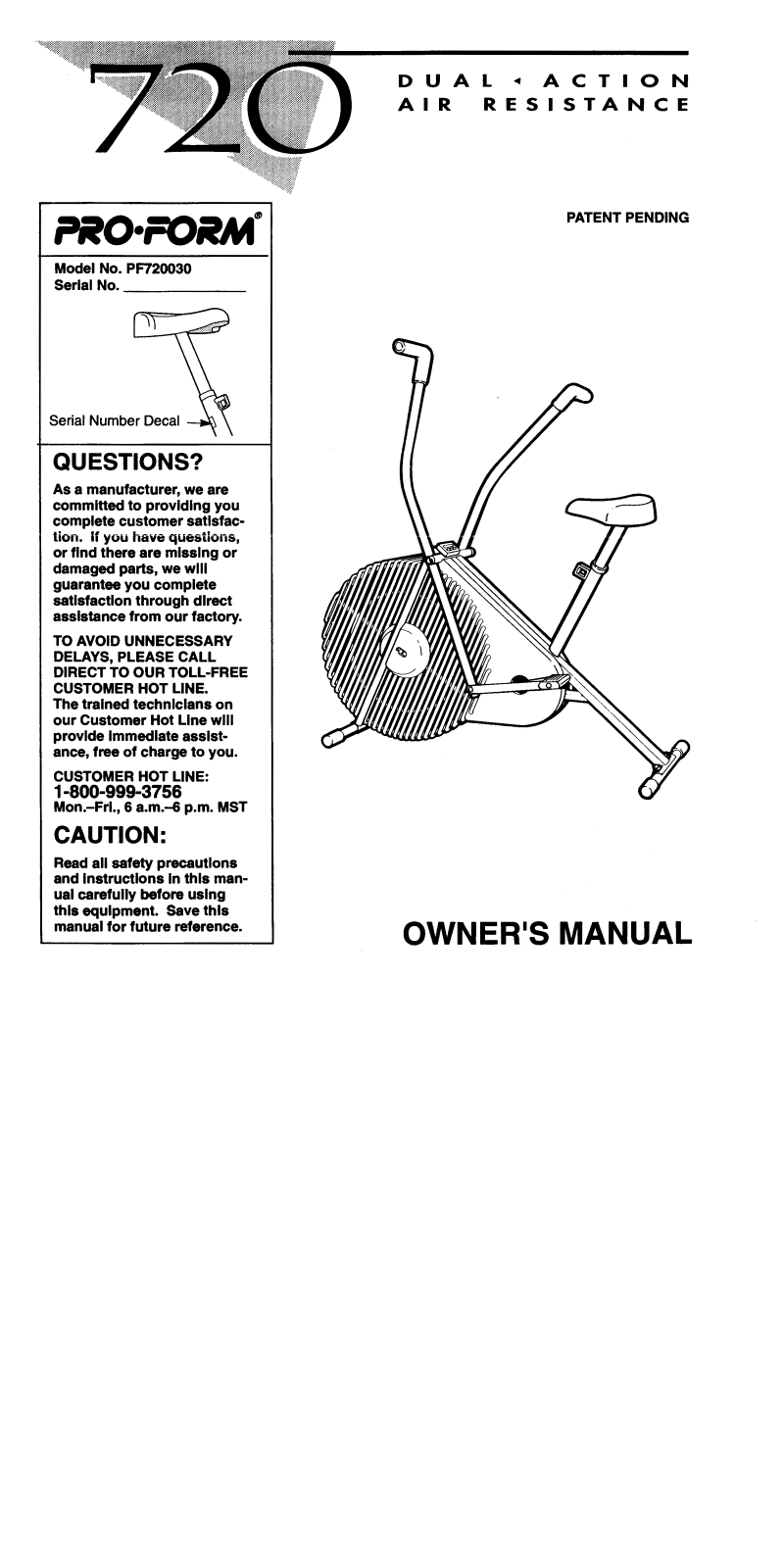 ProForm PF720030 User Manual