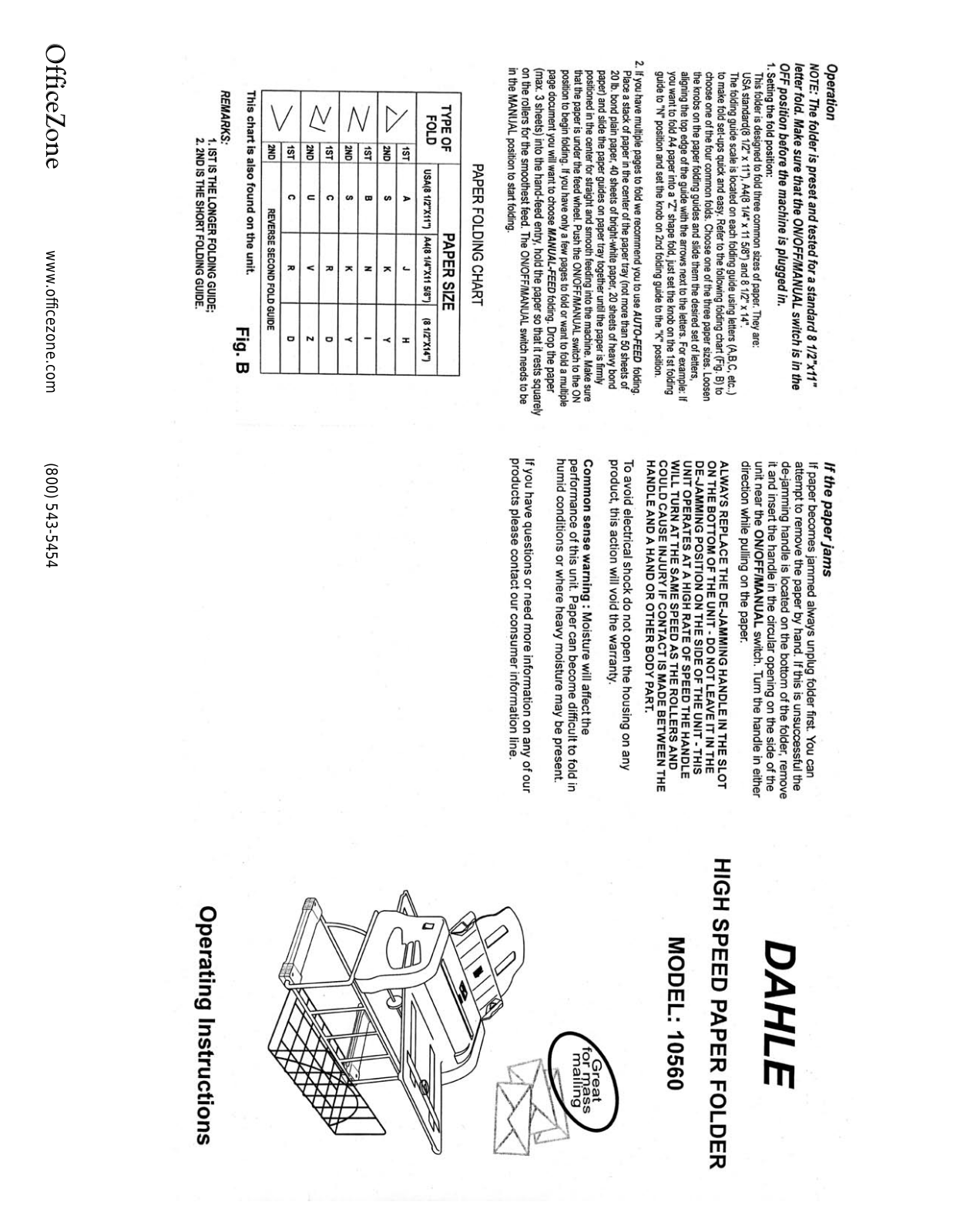 Officezone 10560 Operation Manual