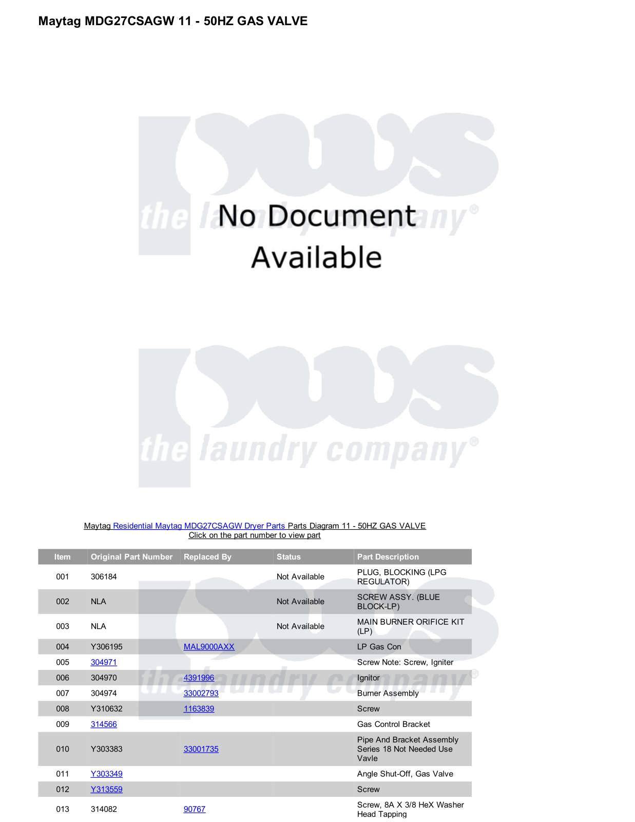 Maytag MDG27CSAGW Parts Diagram