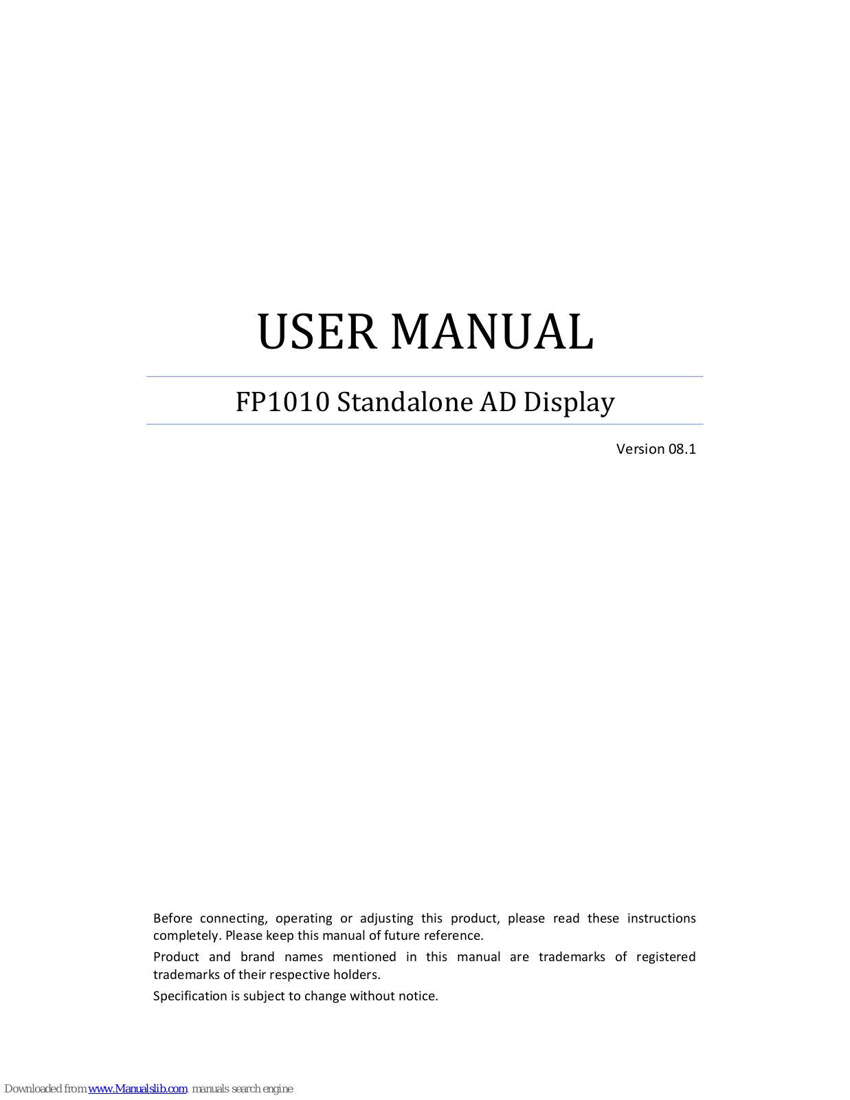 Samar FP1010 User Manual