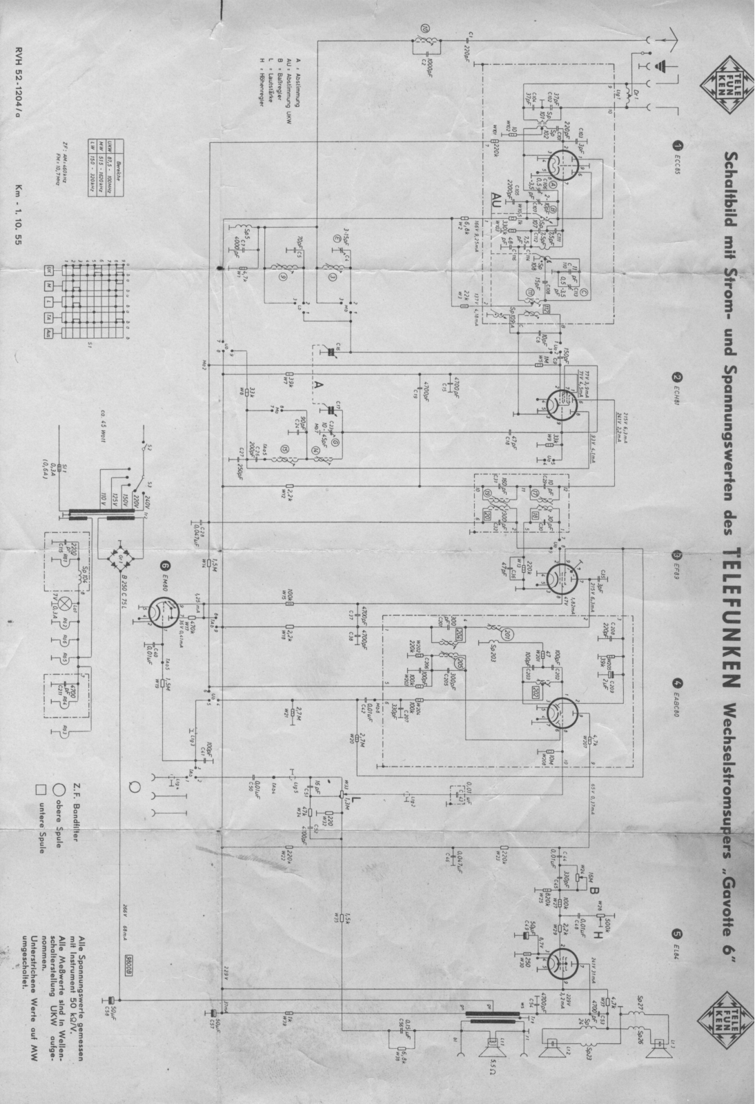 Telefunken Gavotte 6 Cirquit Diagram