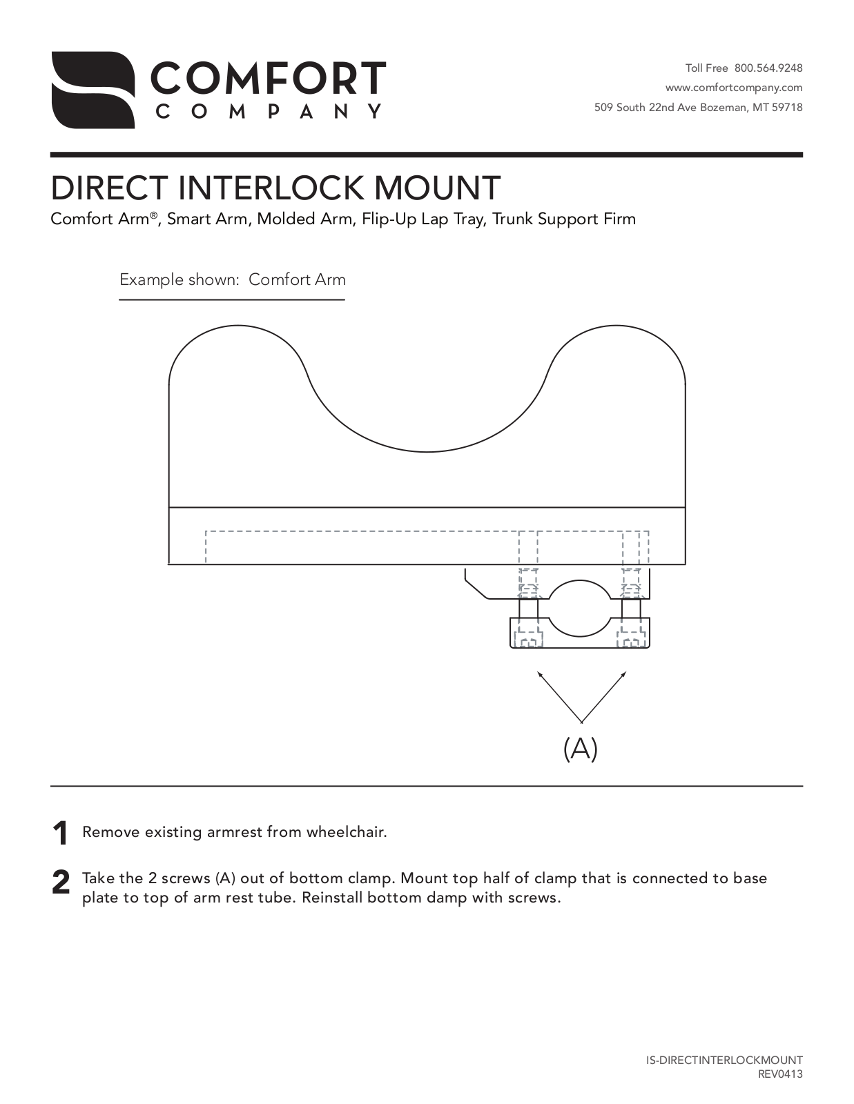 Comfort Company Direct Interlock Mount User Manual