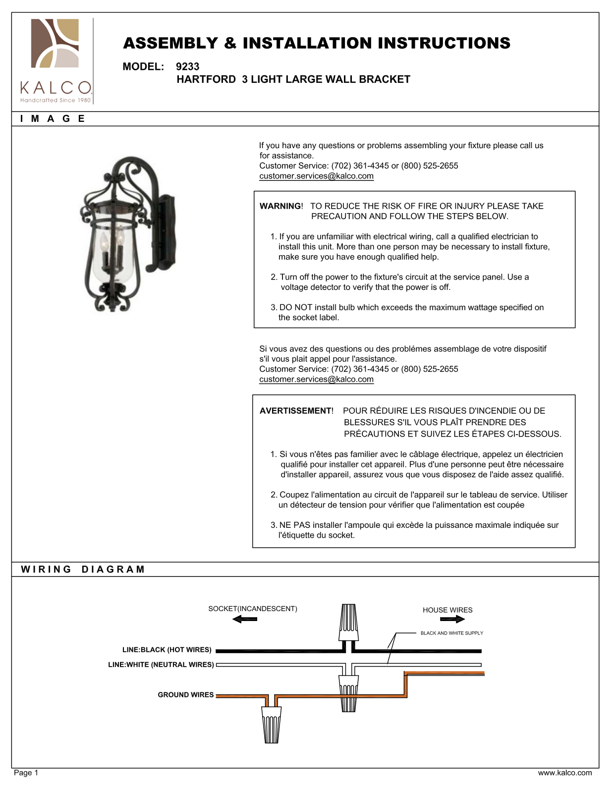 Kalco 9233BB Assembly Guide - ManualMachine.com