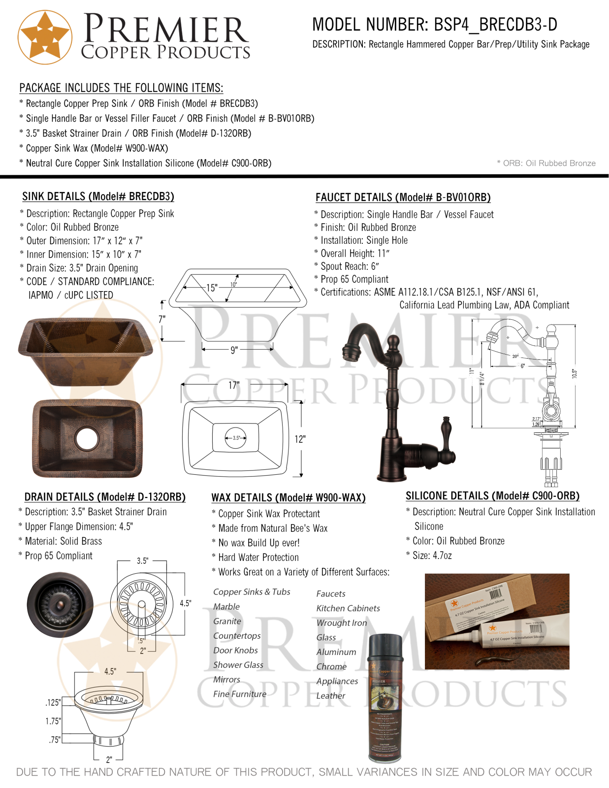 Premier Copper Products IER1791 Specifications - ManualMachine.com