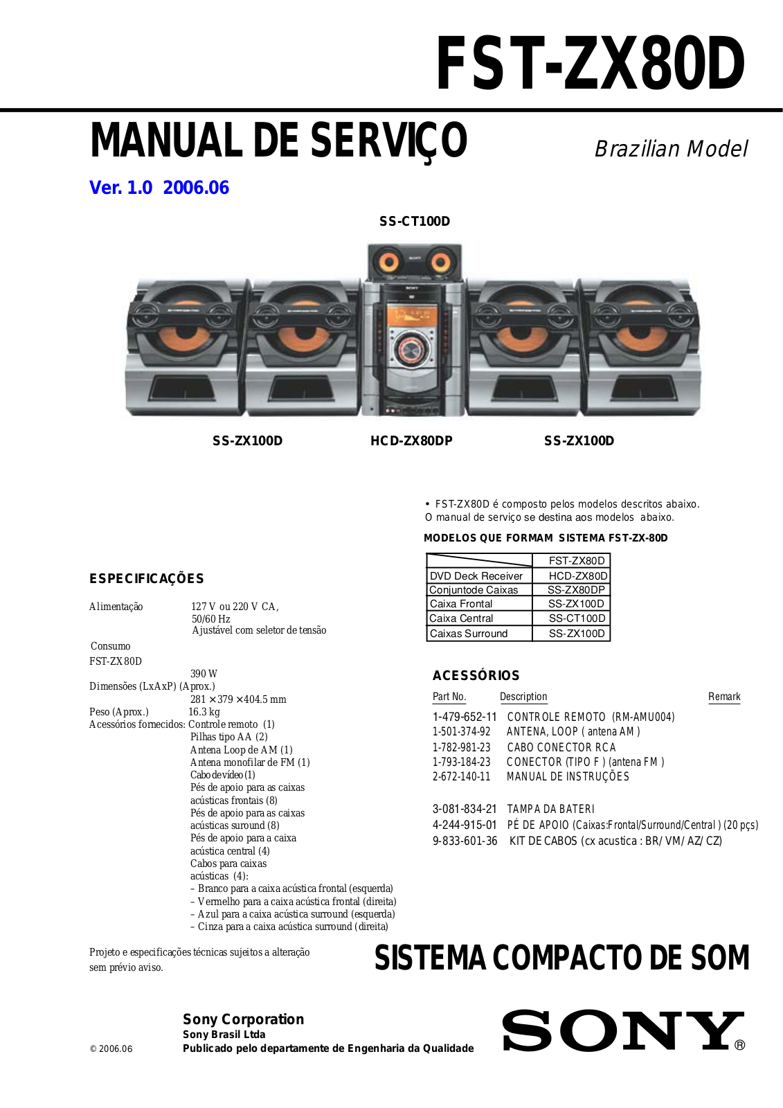 Sony FSTZX-80-D Service manual