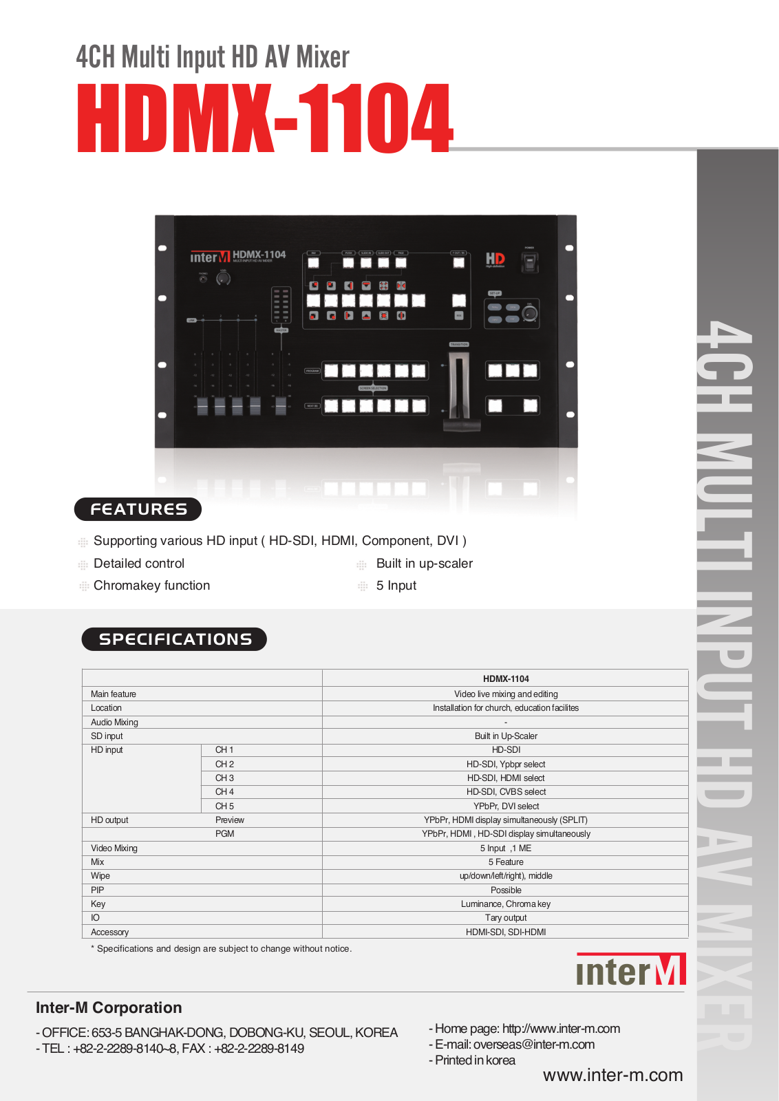 Inter-M HDMX-1104 Leaflet