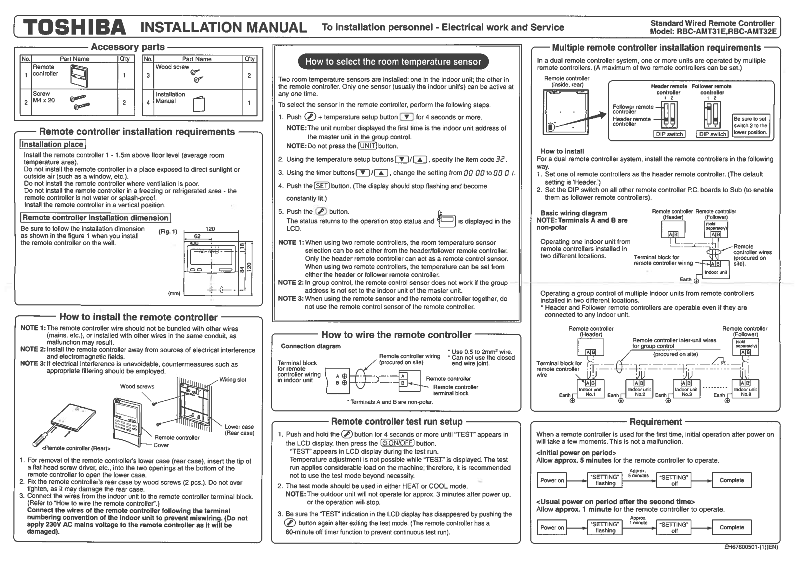 Toshiba RBC-AMT31E, RBC-AMT32E Manual