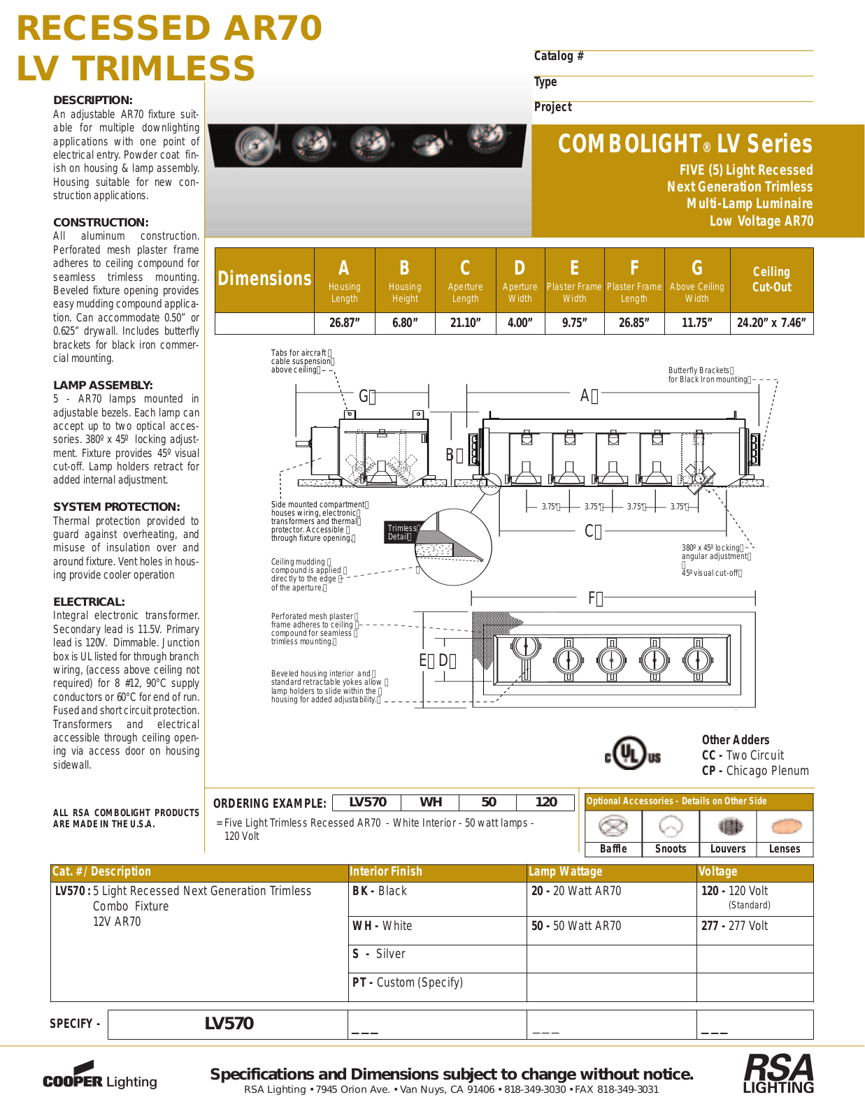 Cooper Lighting LV570 User Manual