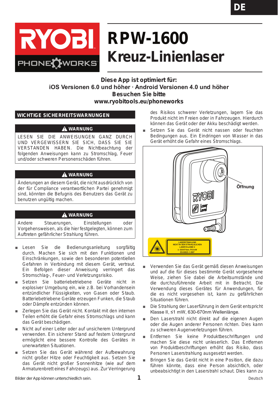 Ryobi RPW-1600 User manual