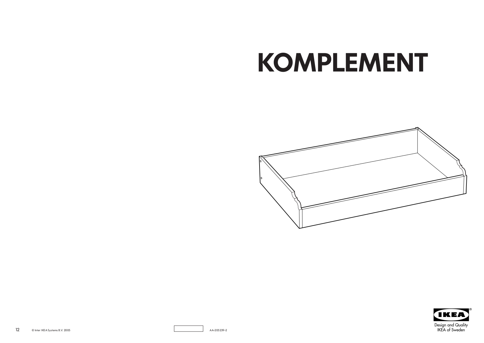 IKEA KOMPLEMENT DRAWER 39X23X6 Assembly Instruction