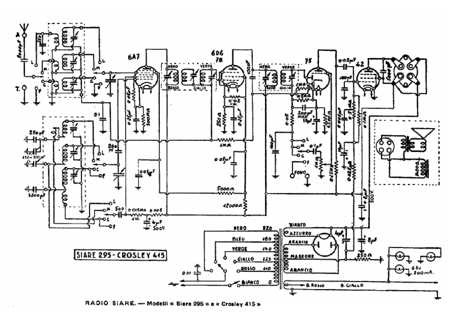 Siare Crosley 295, 415 schematic