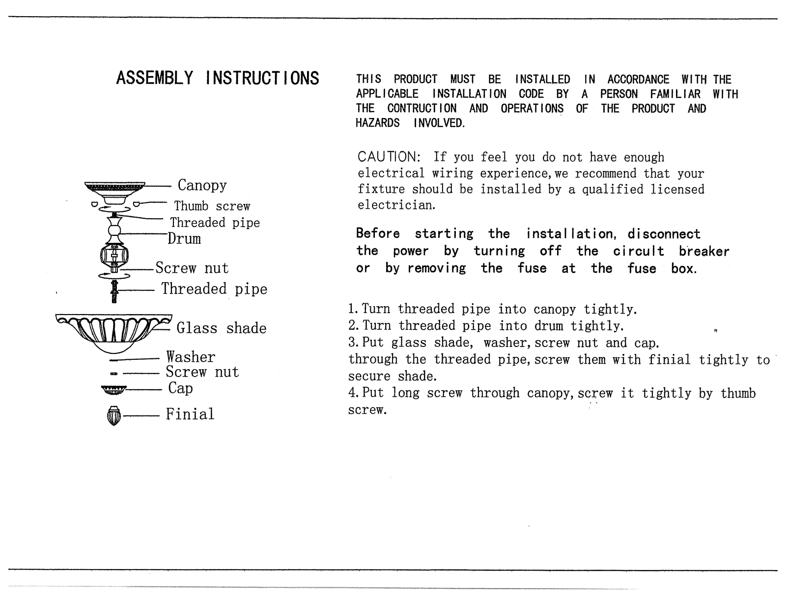 Fleur De Lis Living FDLL1909 Assembly Instructions - ManualMachine.com