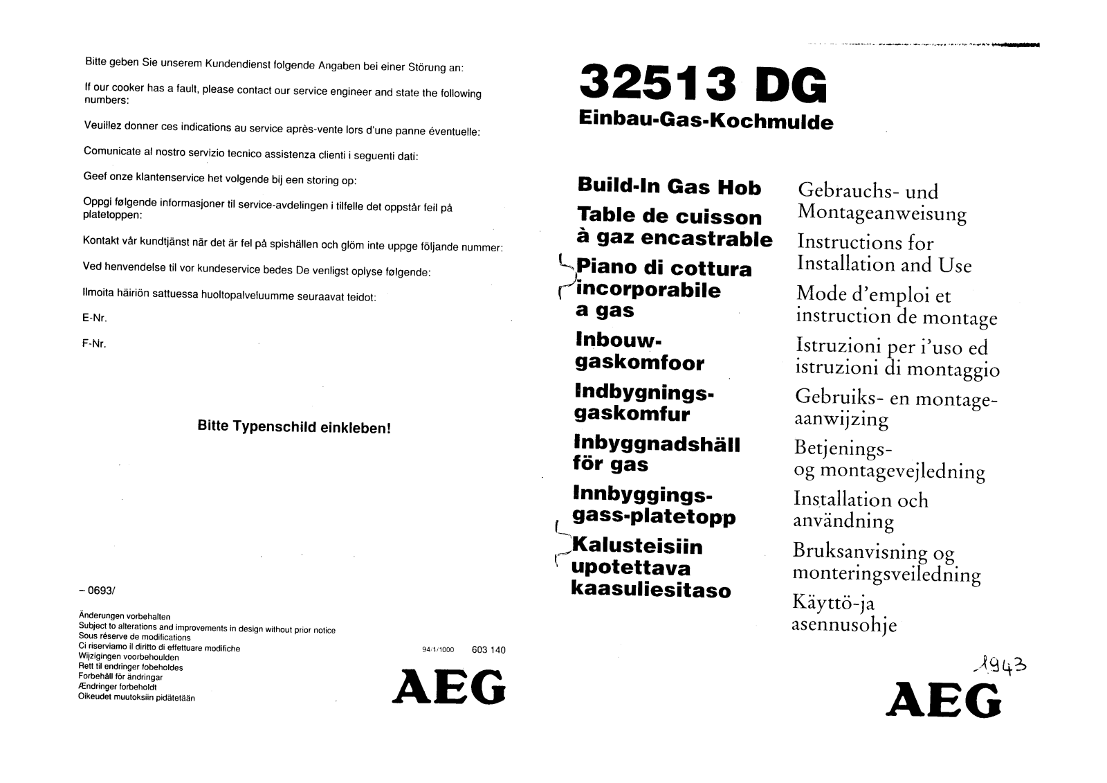 AEG 32513DG User Manual