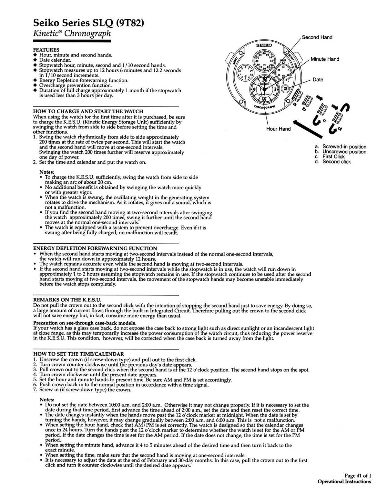 Seiko SLQ User Manual