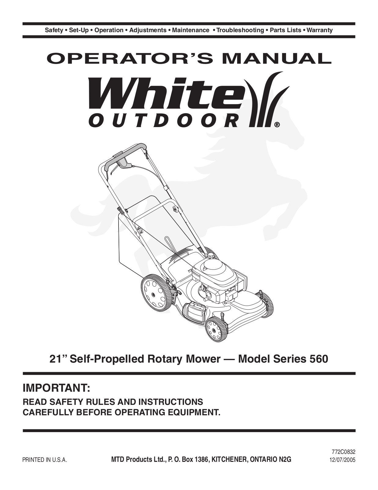 MTD Pro 560 User Manual