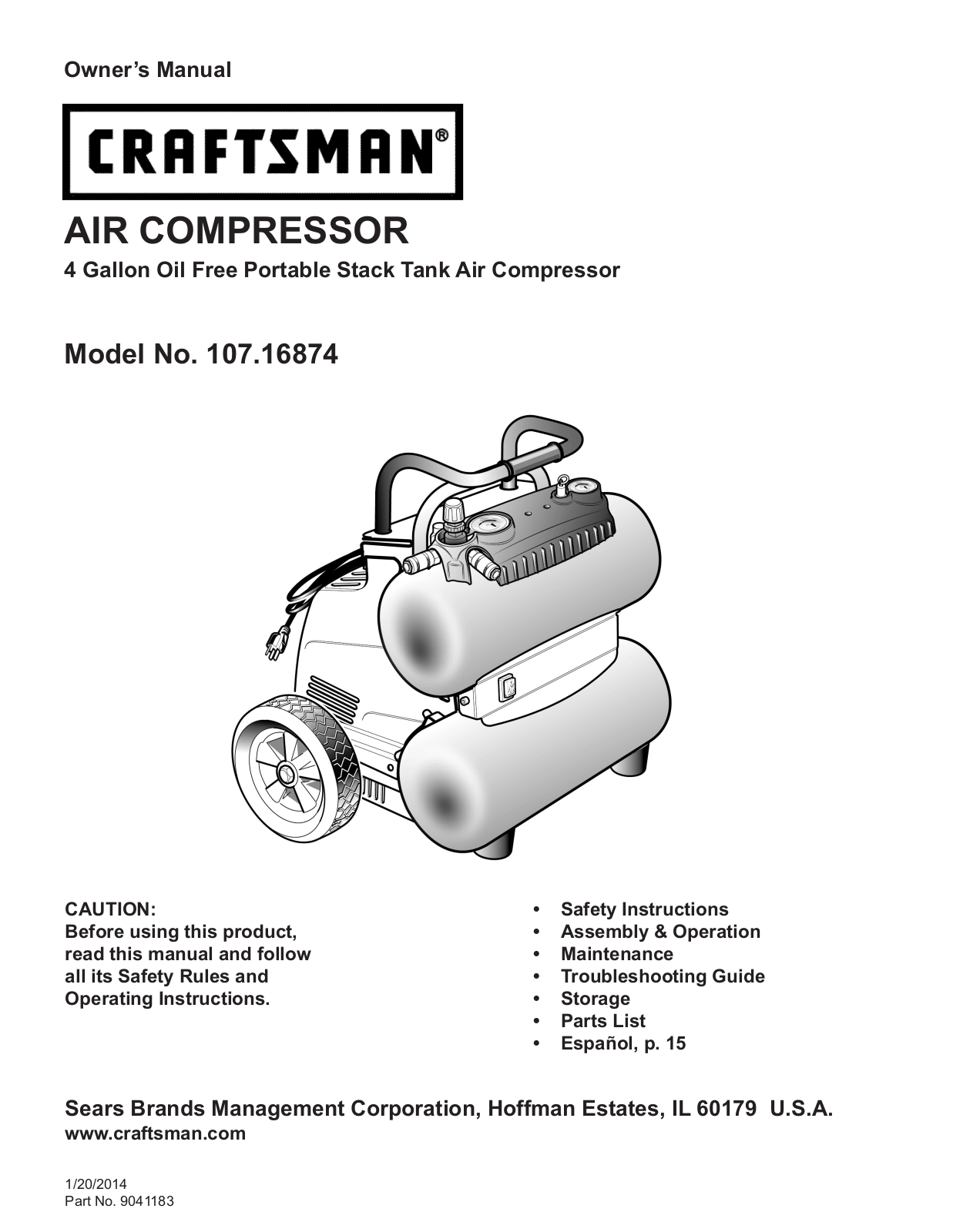 Craftsman 107.16874 Owner's Manual