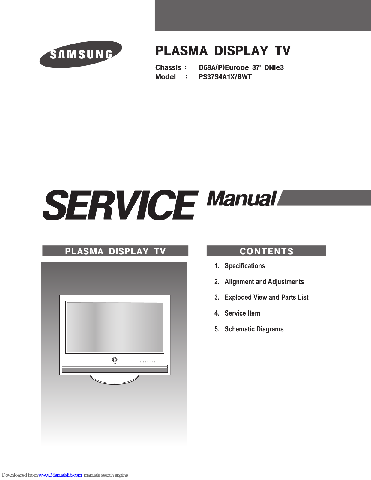 Samsung PS37S4A1X/BWT Service Manual