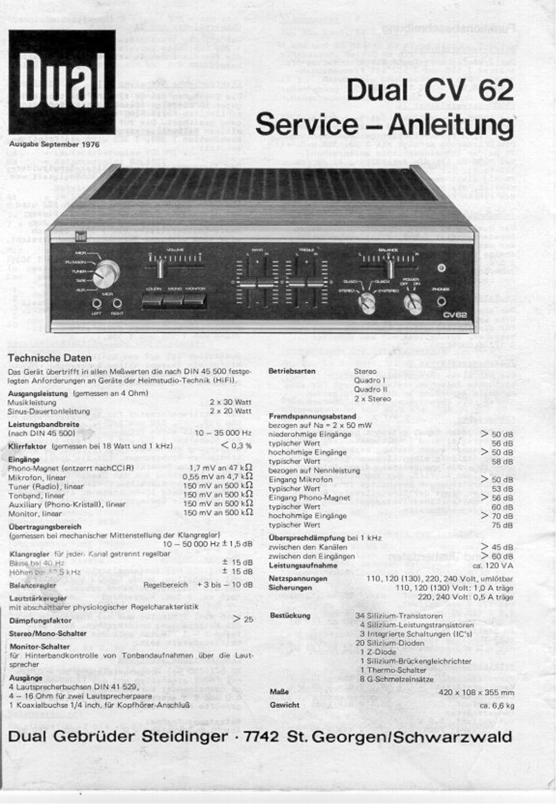 Dual CV-62 Service manual