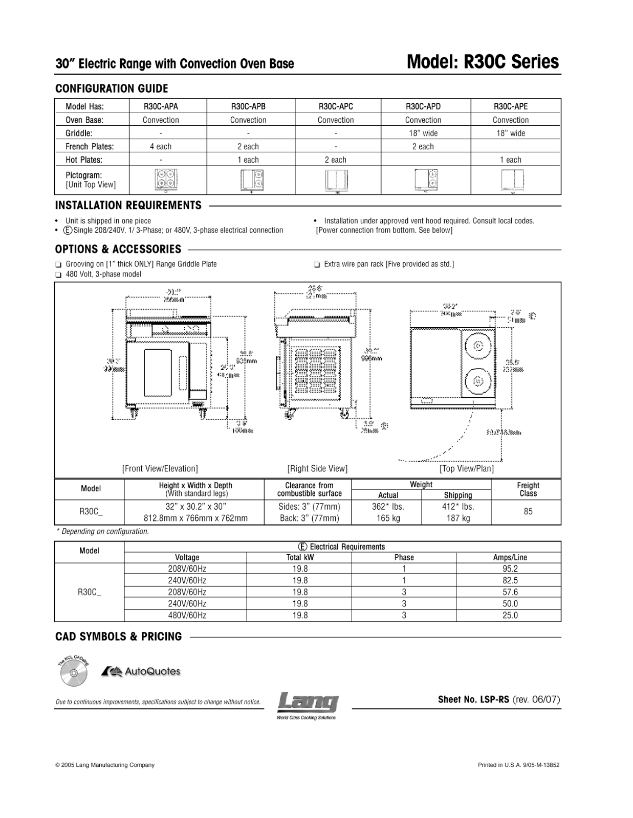 Lang R30C Series General Manual