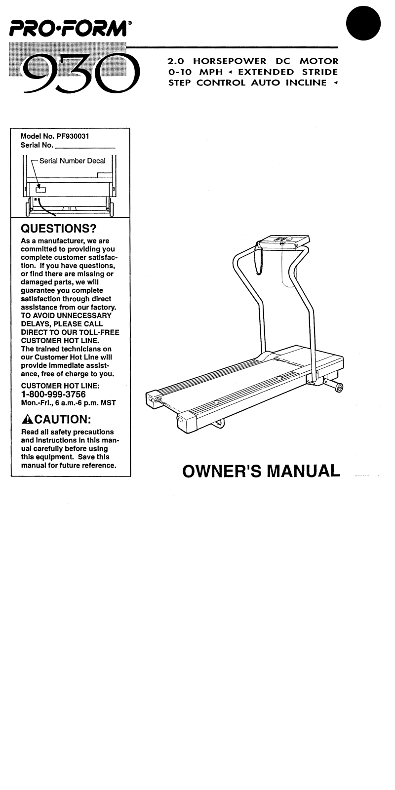 ProForm PF930031 User Manual