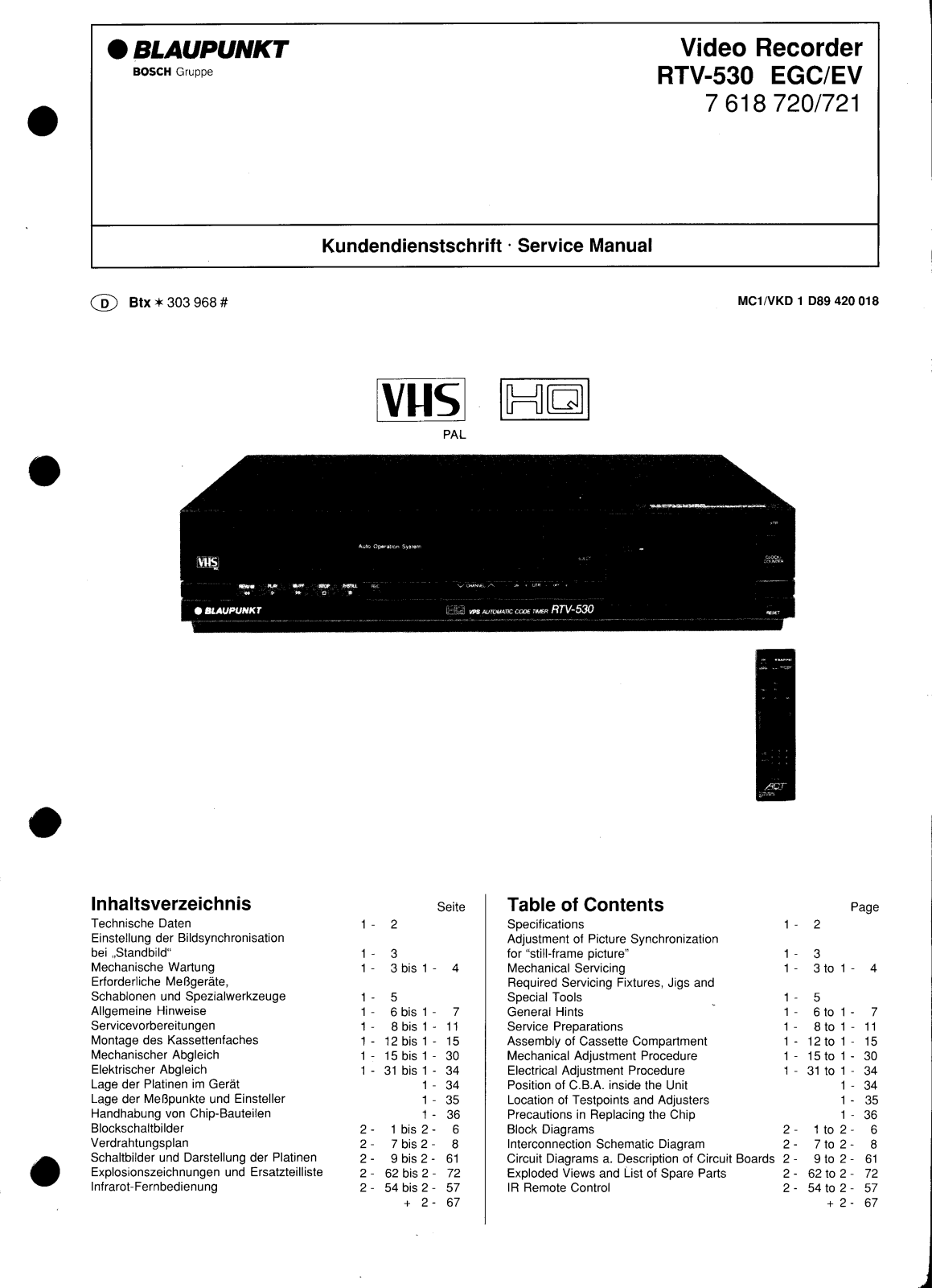 Blaupunkt RTV-530-EGC-EV-SM Schematic