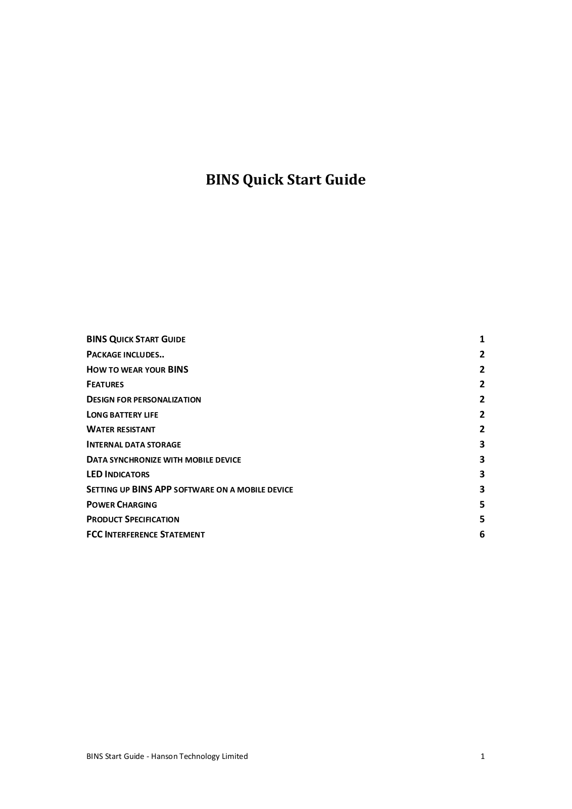 Hanson Technology BINS Quick Start Manual - ManualMachine.com