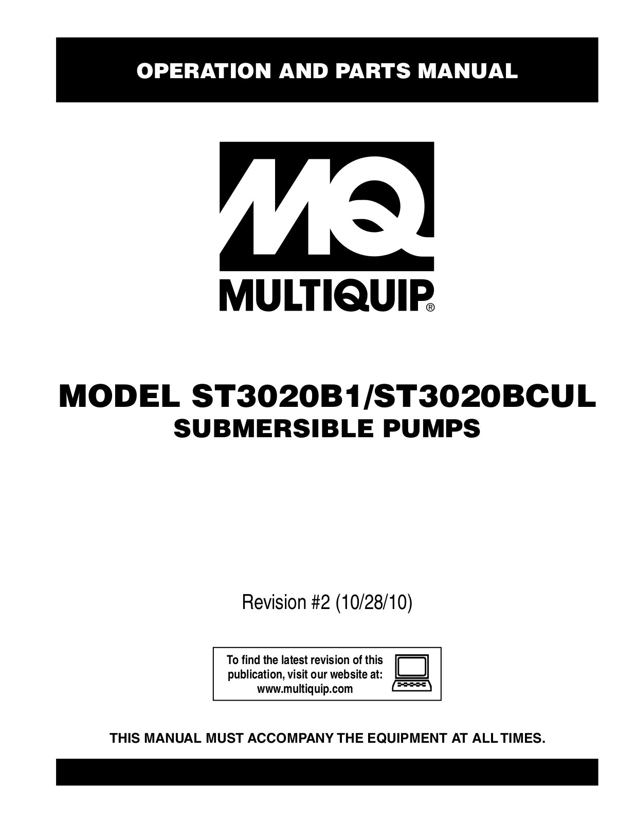 Multiquip st3020b1, st3020bcul User Manual