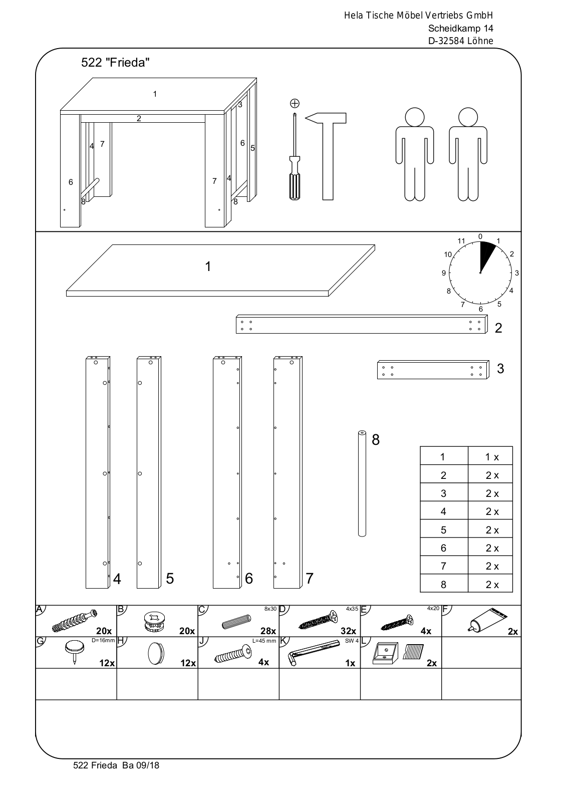 HELA Frieda Assembly instructions