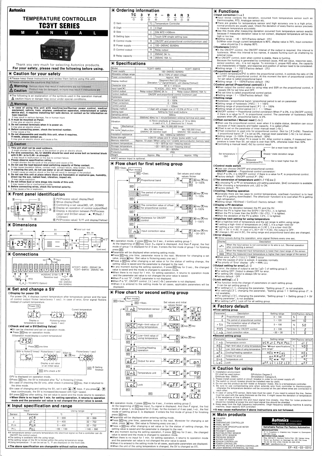 Autonics TC3YT Operating Manual