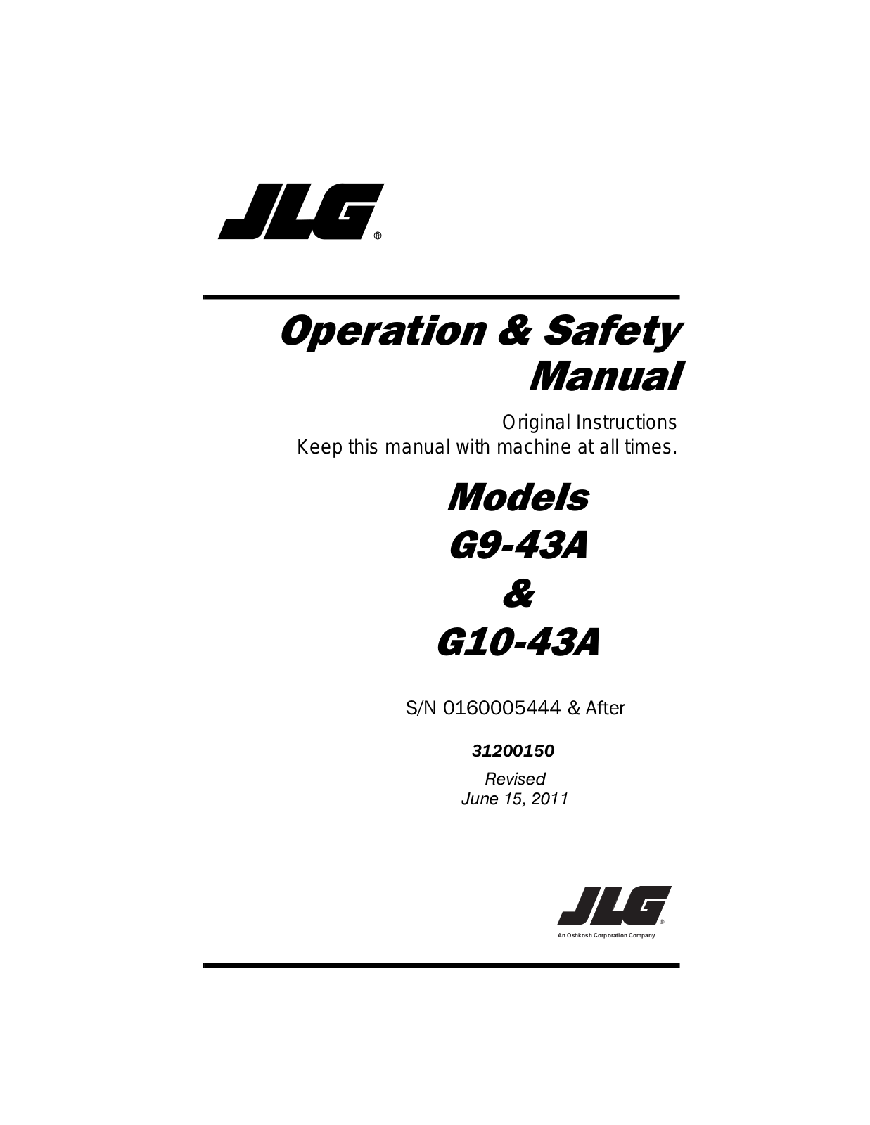 Jlg G9-43A, G10-43A User Manual