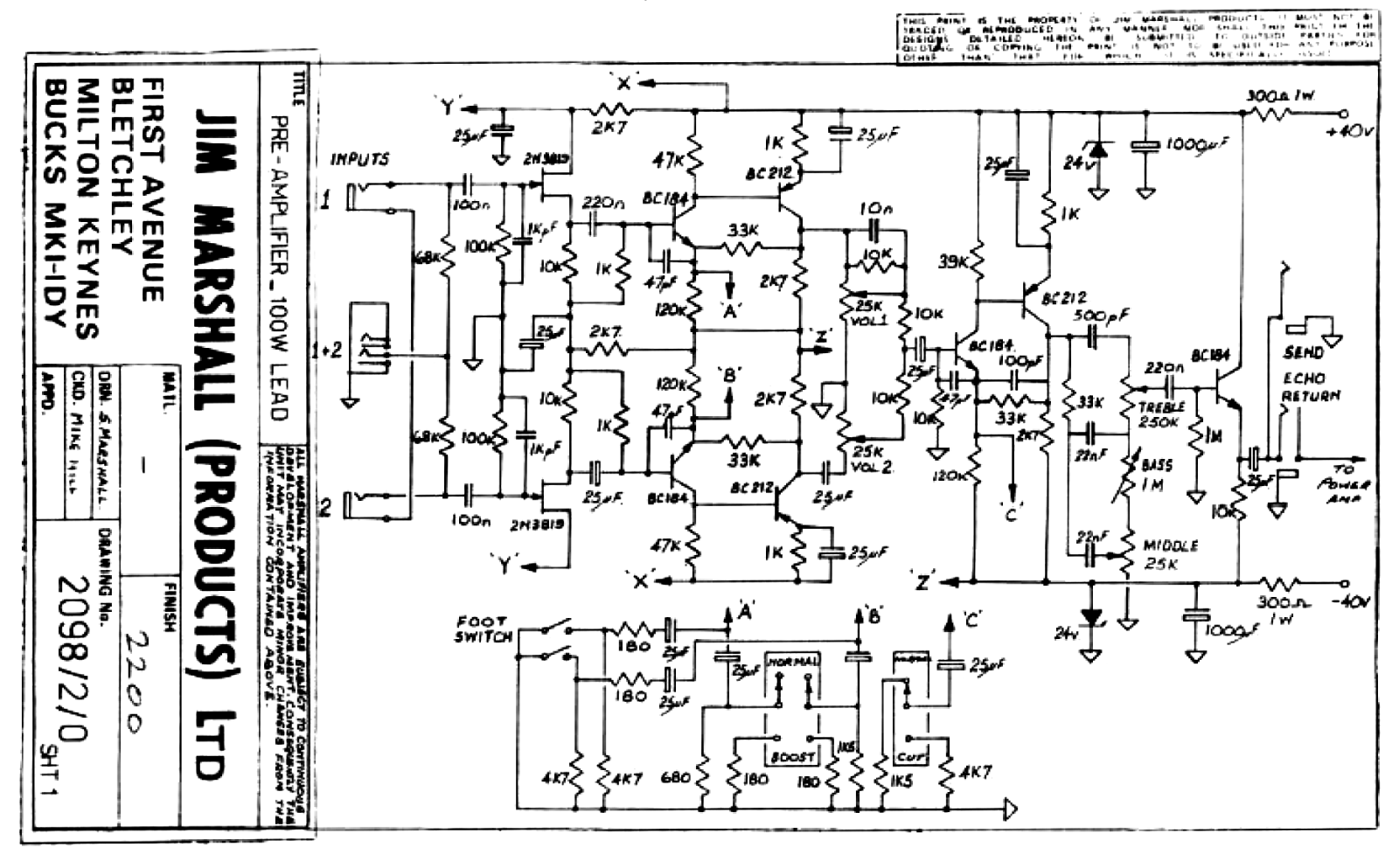 Marshall 2200-Pre Schematic