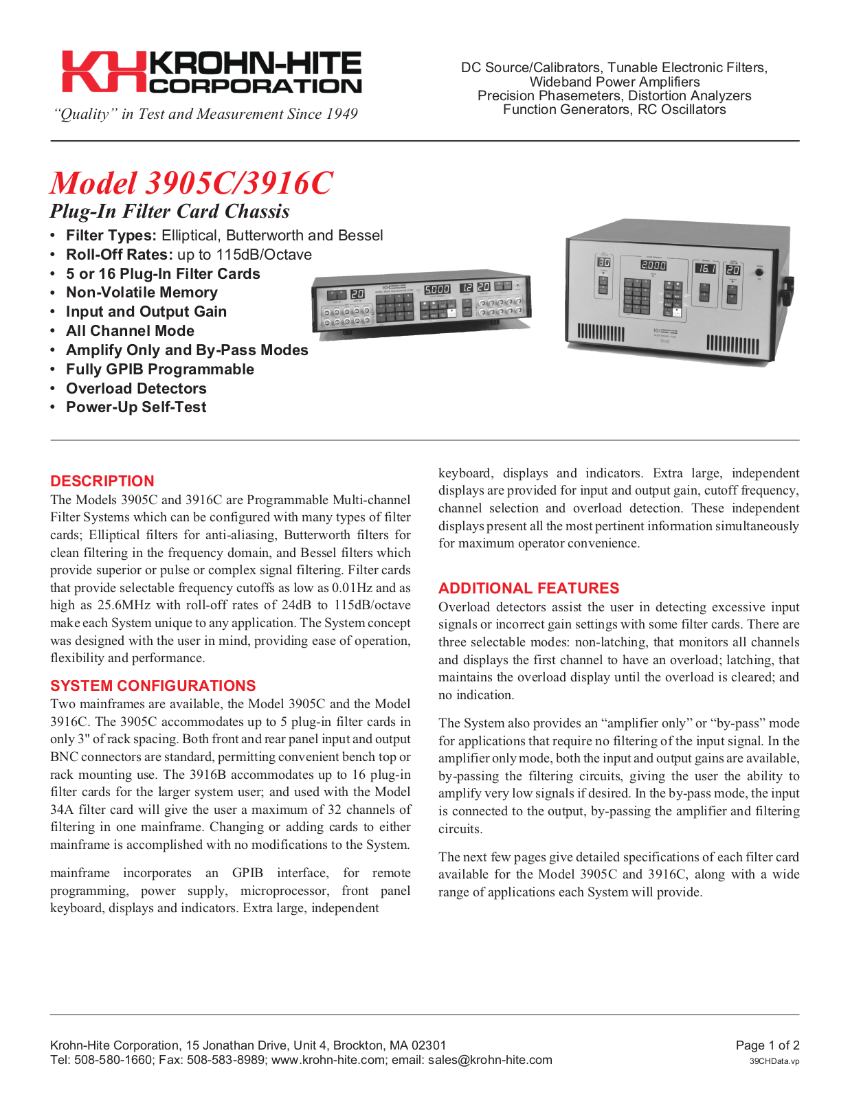 Krohn Hite 39CH User Manual