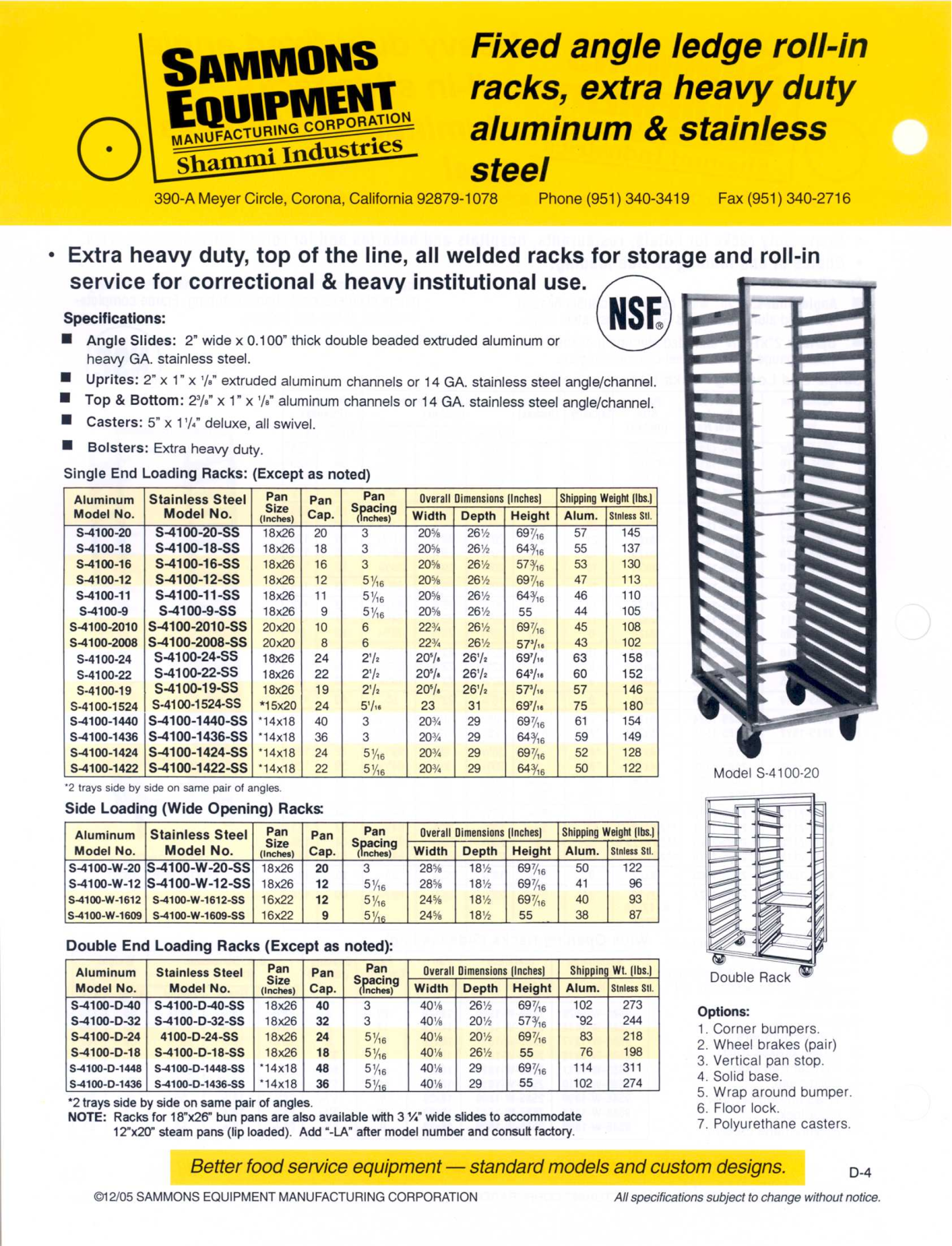 Sammons Equipment 4100-D-24-SS User Manual