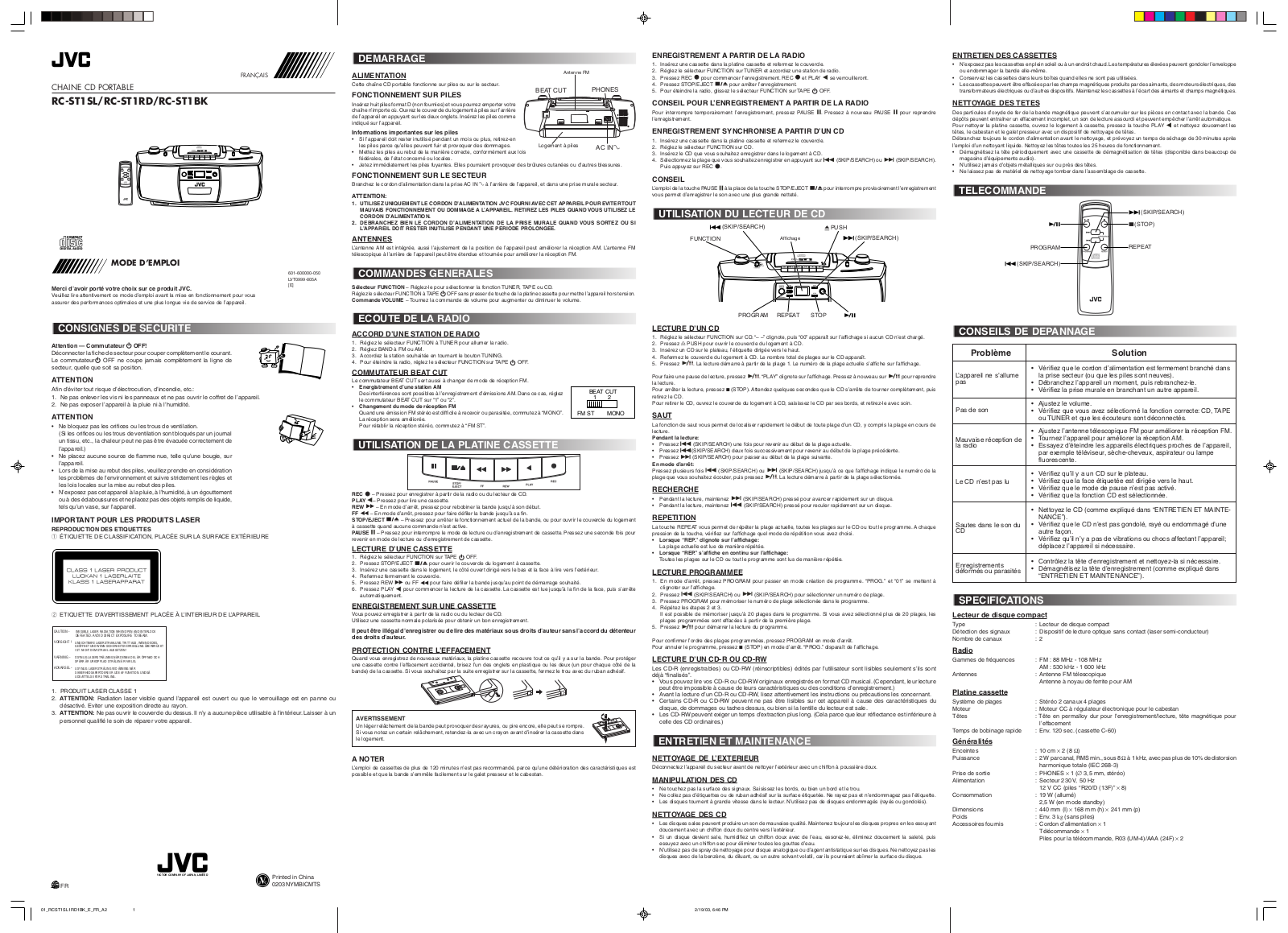 JVC RC-ST1 User Manual