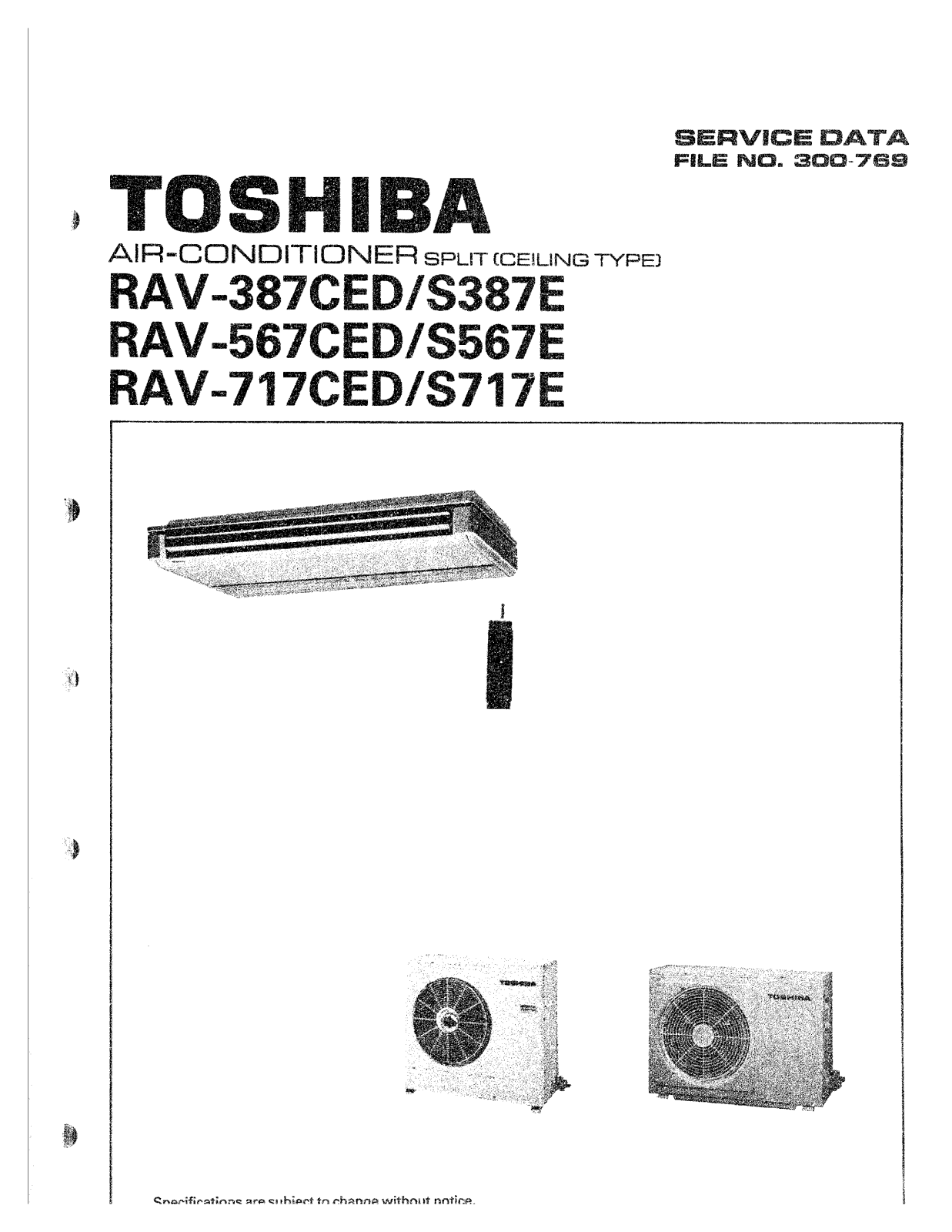 Toshiba RAV-S387E, RAV-S717E, RAV-567 CED, RAV-S567E, RAV-717 CED SERVICE MANUAL