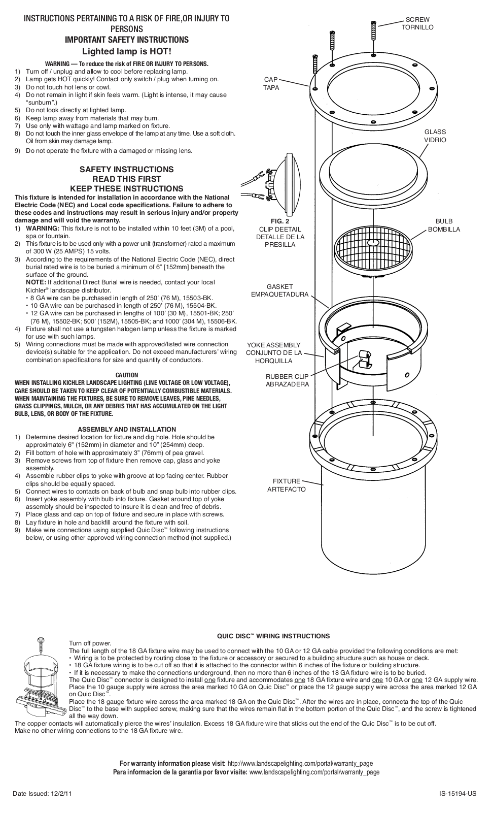 Kichler 15194 User Manual