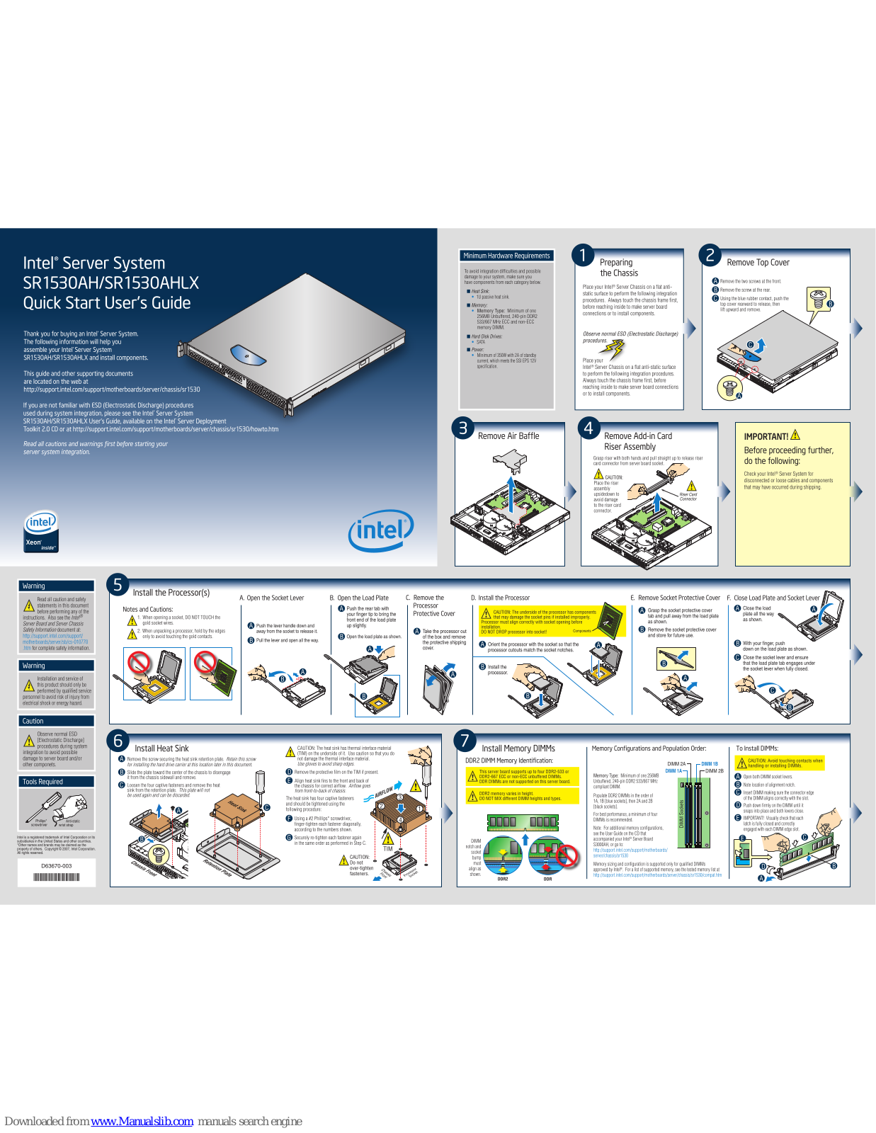 Intel SR1530AHLX - Server System - 0 MB RAM, SR1530AH Quick Start Manual