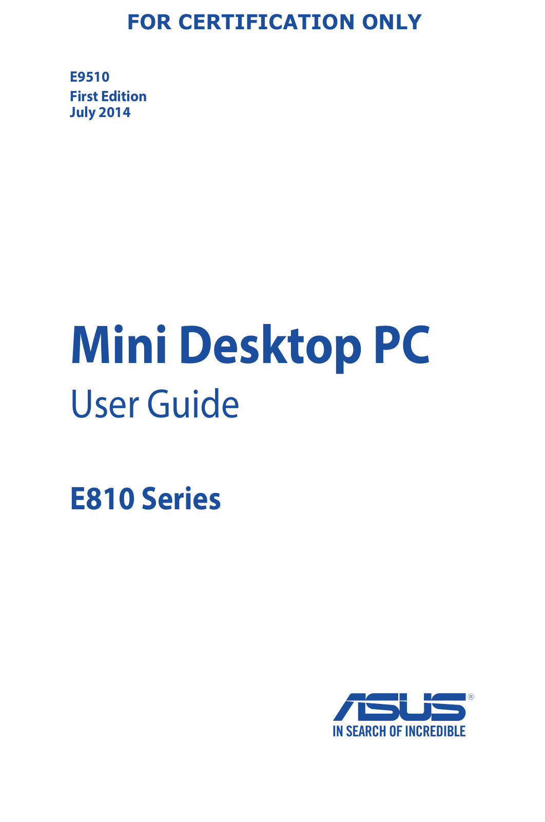 ASUS E810, e9510 User Manual