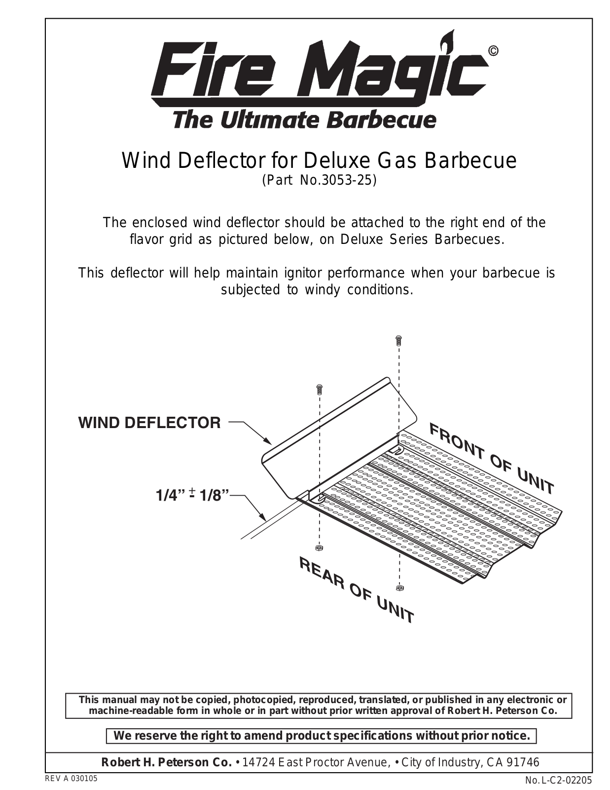 Fire Magic 3053-25 User Manual