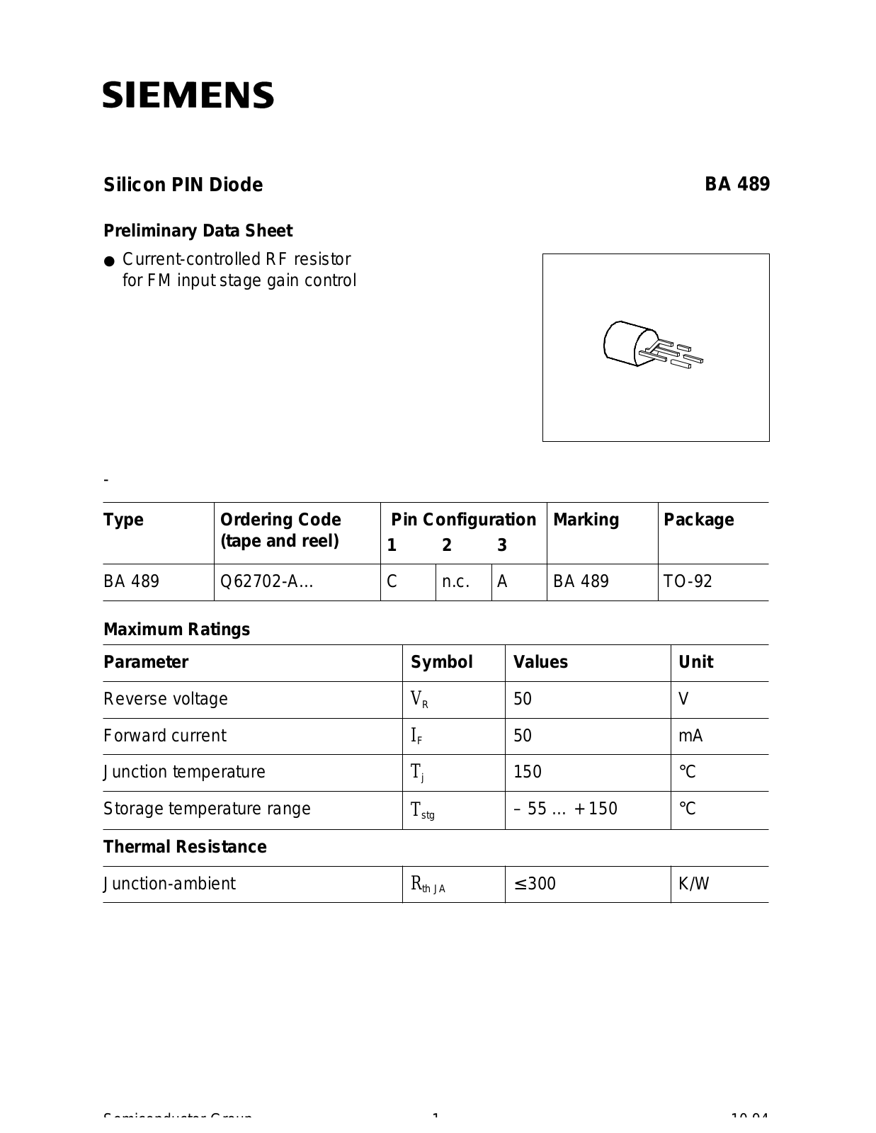 Siemens BA489 Datasheet