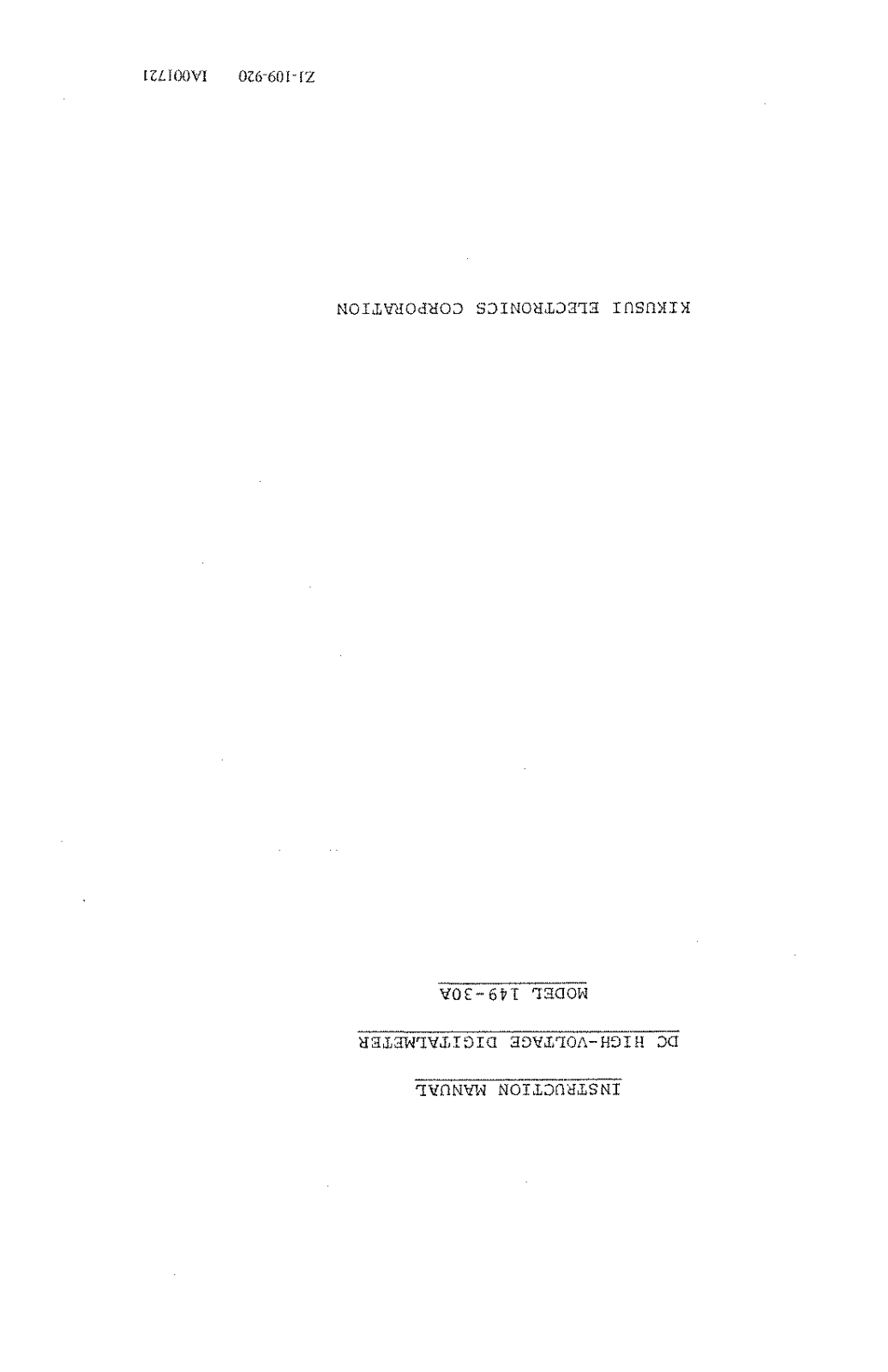 Kikusui Electronics Corporation 149-30A User Manual