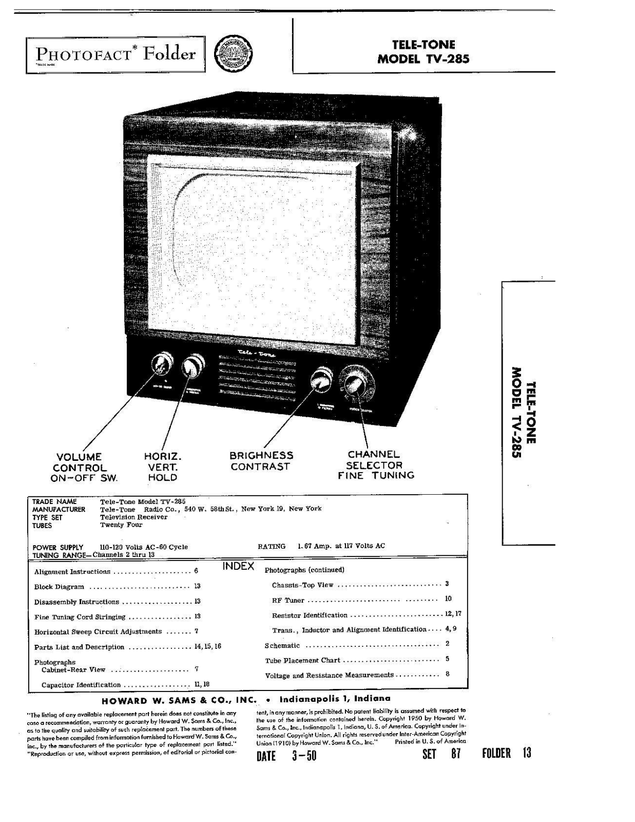 Tele Tone tv285 schematic - ManualMachine.com